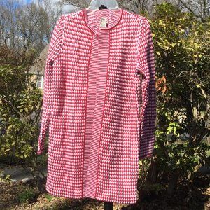 Talbots White on Red Long SleeveTunic Cardigan